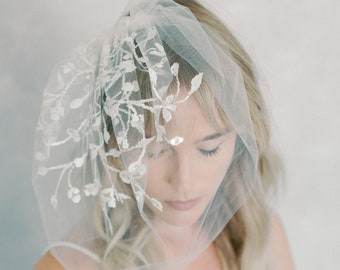 hand painted blusher veil , tulle blusher - style 22023