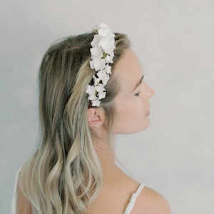 bridal headband, floral headpiece with clay flowers - style 22011