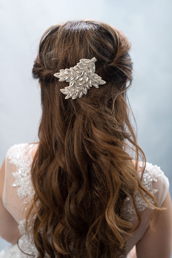 Crystal Leaf Bridal Hair Clip - Sparkling Wedding Headpiece  display picture 3