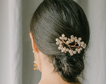 Bridal hair comb, wedding headpiece, bridal pearls hair piece, wedding comb with hand wired pearls,BISE style 21003