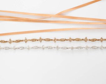 thin rhinestone sash, gold bridal sash, skinny bridal belt, rose gold sash, crystal sash, thin bridal sash, wedding sash, wedding dress sash