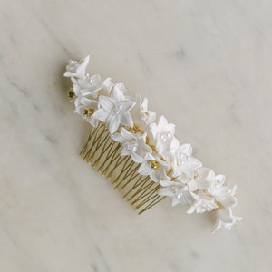 wedding blossoms headpiece, bridal hair comb with clay flowers, wedding hair piece, wedding headpiece,  PLAISIR style 21007