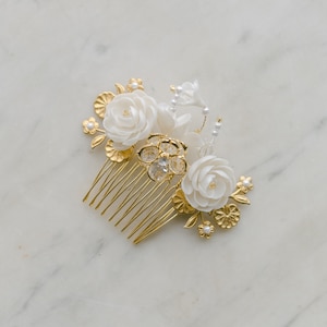 petite coiffe de fleurs, peigne à cheveux de mariage avec des fleurs en argile et en laiton, coiffe de mariée, morceau de cheveux de mariage, style TENRESSE 21012