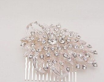Rhinestone hair comb ,  bridal hair comb, wedding rhinestone hair comb, veil comb - JADA comb