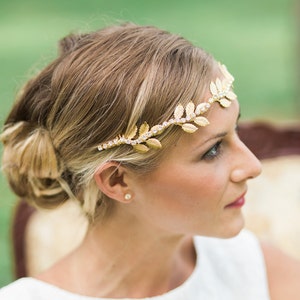 Iola Grecian headpiece, bridal leaves comb, leaves hair comb, wedding headband, leaves headpiece, rhinestones leaf comb, gold hair comb image 6