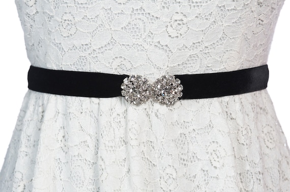Velvet Belt With Genuine Crystal Hooks Bridal Sash Wedding | Etsy