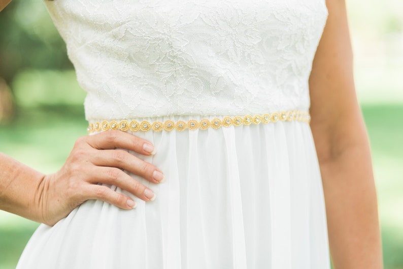 Dünne Ronda gold Hochzeit Schärpe, Gold oder Silber Brautgürtel, Perlen Schärpe gold