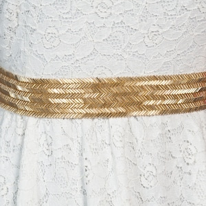 gold wedding belt  - Beatrice -  beaded bridal sash, gold or silver chevron beading sash