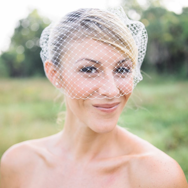 plain birdcage veil, wedding birdcage veil, bandeau birdcage veil, simple bridal veil, simple birdcage veil, ivory birdcage veil, blusher