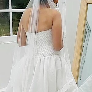 Fingertip Bridal lace figertip veil - ALCIDA- 25053