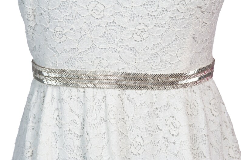 wedding belts Bea, silver bridal sash, bridesmaid sash image 1
