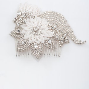 wedding hair comb - rhinestone bridal hair comb - beaded hair comb, INDI