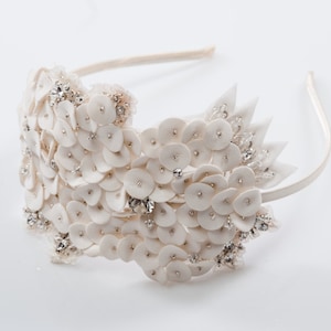 Wedding headpiece, headband, bridal headband, wedding headband, rhinestone headband, retro wedding headpiece, bridal ivory headband - IZA