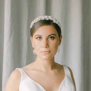 Blossoms bridal headpiece, wedding floral headband, Bridal crown with clay flowers, wedding tiara, DESIR style 21004 image 1