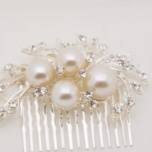 Rhinestone pearl hair comb ,  bridal hair comb, wedding rhinestone hair comb, veil comb - JOLEE comb