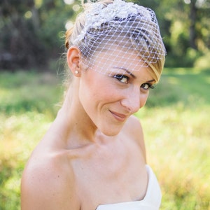 Wedding veils, silver crystal lace Birdcage veil , petite birdcage veil celestyn image 3