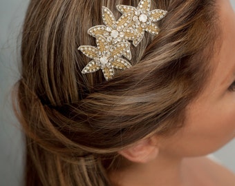 Stars headpiece, bridal hair comb, bridesmaid headpiece, beaded bridal piece, wedding hair comb, gold hair comb, crystal headpiece