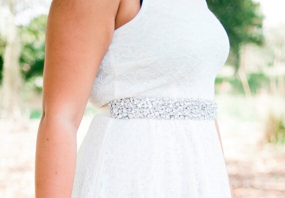 beaded sash wedding dress 4313 Primavera - Floral Beaded Long Dress main image 0