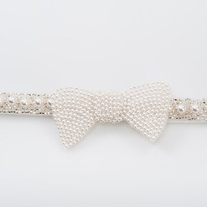 Evelyn bridal sash, Pearls wedding belt, Bridal sash, wedding dress sash, with a pearls bow image 2