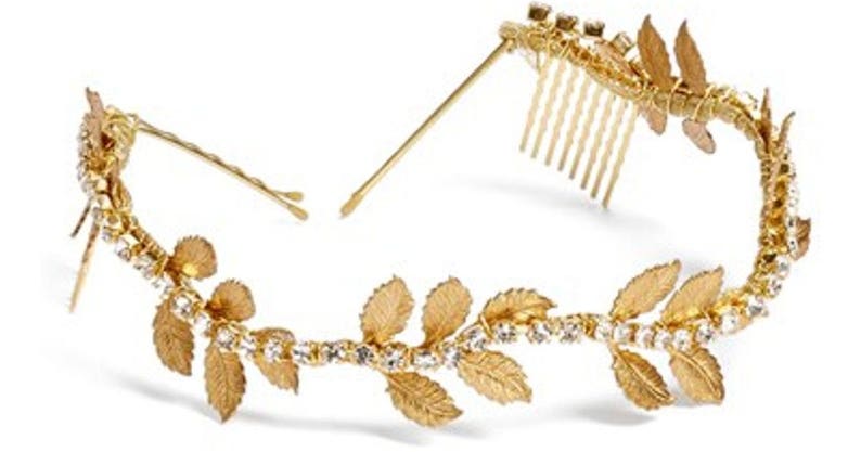 Iola Grecian headpiece, bridal leaves comb, leaves hair comb, wedding headband, leaves headpiece, rhinestones leaf comb, gold hair comb image 2