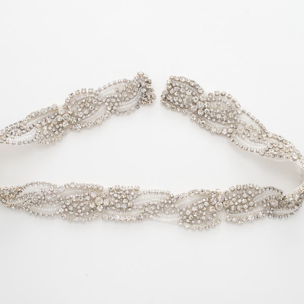 Rhinestone Crystal Wedding Belt, Fitted Bridal Sash, Limited Edition