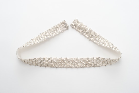 Hand Beaded Bridal Belt, Silver Glass Beads Wedding Sash - Etsy display picture 1
