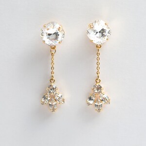 crystal dangling earrings, wedding jewelry, clear crystal earrings