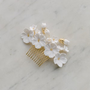 small blossoms headpiece, bridal hair comb with clay flowers, wedding headpiece, wedding headpiece, AVEUX style 21015