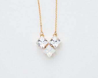 collier en cristal d'opale blanc, collier de mariée, bijoux de mariage, collier pour la mariée