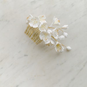 Bridal blossoms hair comb, bridal headpieces with clay flowers, wedding hair comb, wedding headpiece,  FRISSON style 21041