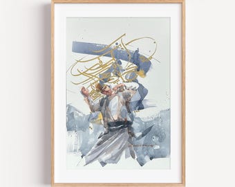 Sufi Dancer Watercolor Painting | Rumi Inspired Mixed Media Art