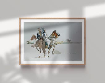 Original Horse Rider Watercolor Painting | Equestrian Art