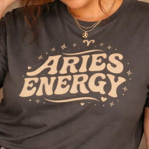 Aries Energy Retro Graphic Tee, Zodiac Astrology Shirt, Fire Sign Birthday Gift, Astrology Tshirt