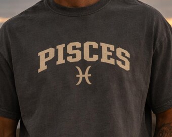 Vintage Pisces Zodiac Shirt, Collegiate Astrology Graphic Tee, Retro Varsity Top