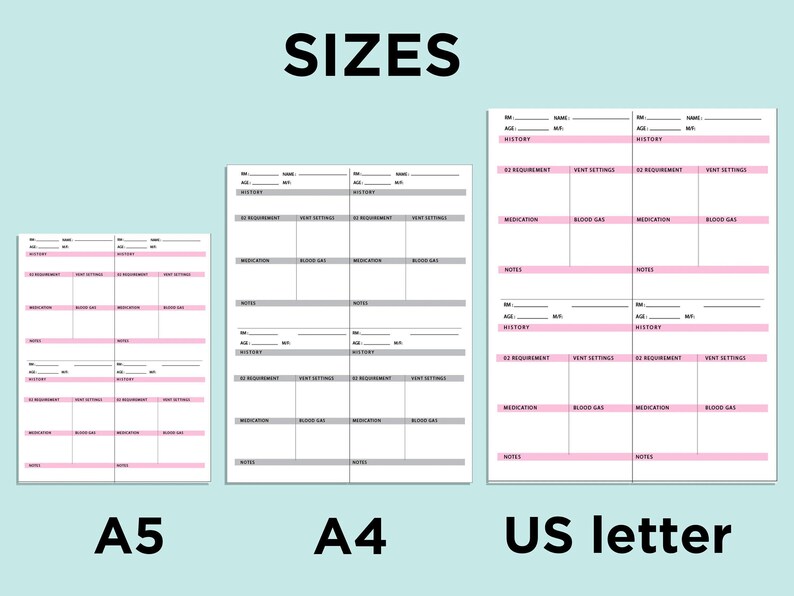 Respiratory Therapist Report Sheet, A4, A5, US Letter PDF - Etsy