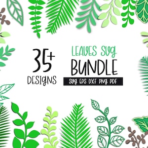 Löv SVG-paket: Rullade blommor och pappersbladsklippfiler (digital nedladdning)