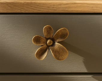 Antique Bronze Flower Metal Knob Door Drawer Pull Kitchen Cabinet Dresser Handle
