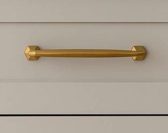 Gold Hexagonal Metal Pull Knob Door Drawer Pull Kitchen Cabinet Dresser Handle