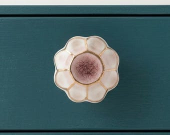 Gold Trim Flower Knob Door Drawer Pull Kitchen Cabinet Dresser Handle