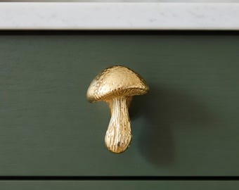 Gold Mushroom Metal Knob Door Drawer Pull Kitchen Cabinet Dresser Handle