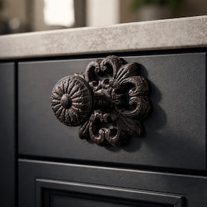 Brown Flourish Metal Knob Door Drawer Pull Kitchen Cabinet Dresser Handle