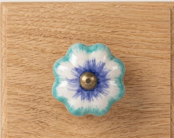 Blue Tie Dye Knob Door Drawer Pull Kitchen Cabinet Dresser Handle