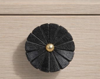Black Wooden Knob Door Drawer Pull Kitchen Cabinet Dresser Handle