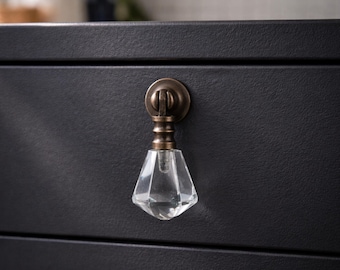 Teardrop Glass Knob Door Drawer Pull Kitchen Cabinet Dresser Handle