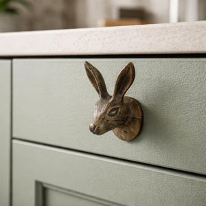 Antique Bronze Bunny Head Knob Door Drawer Pull Kitchen Cabinet Dresser Handle