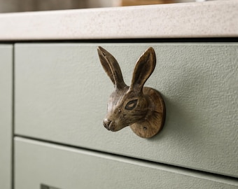 Antique Bronze Bunny Head Knob Door Drawer Pull Kitchen Cabinet Dresser Handle