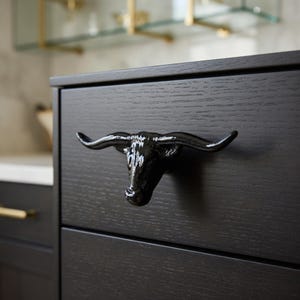 Long Horn Head Metal Knob Door Drawer Pull Kitchen Cabinet Dresser Handle