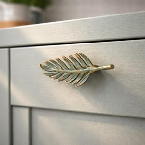 Green Gold Leaf Metal Knob Door Drawer Pull Kitchen Cabinet Dresser Handle
