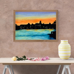 Tropical Lagoon Sunset Art Print: Enchanted Evening Scene