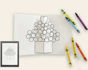 Pop-up kleurkaart bloemen, alle gelegenheden, instant digitale download